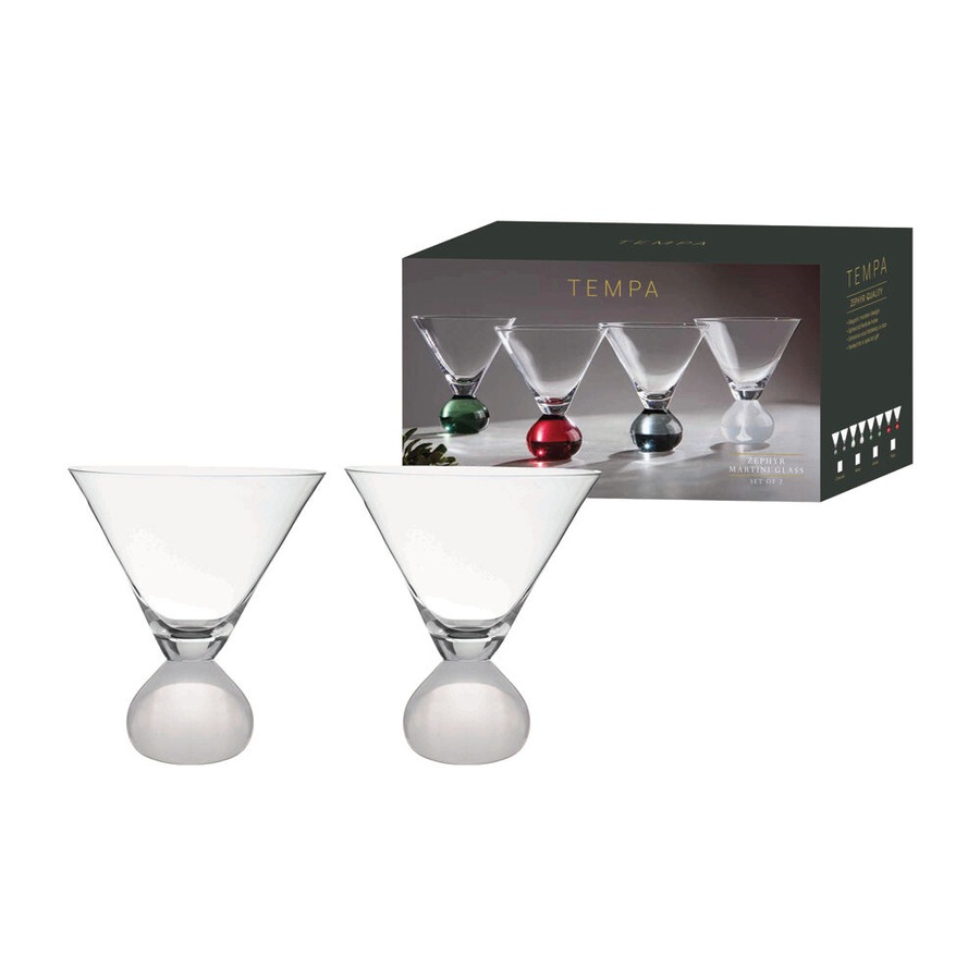 2pc Tempa Zephyr Spherical Martini Drinking Glasses Set 12cm White