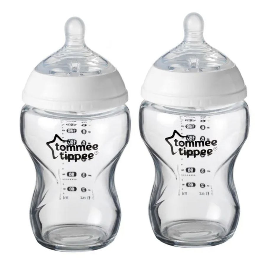 2pc Tommee Tippee 250ml Closer To Nature Glass BPA Free Baby Feeding Bottle 3m+