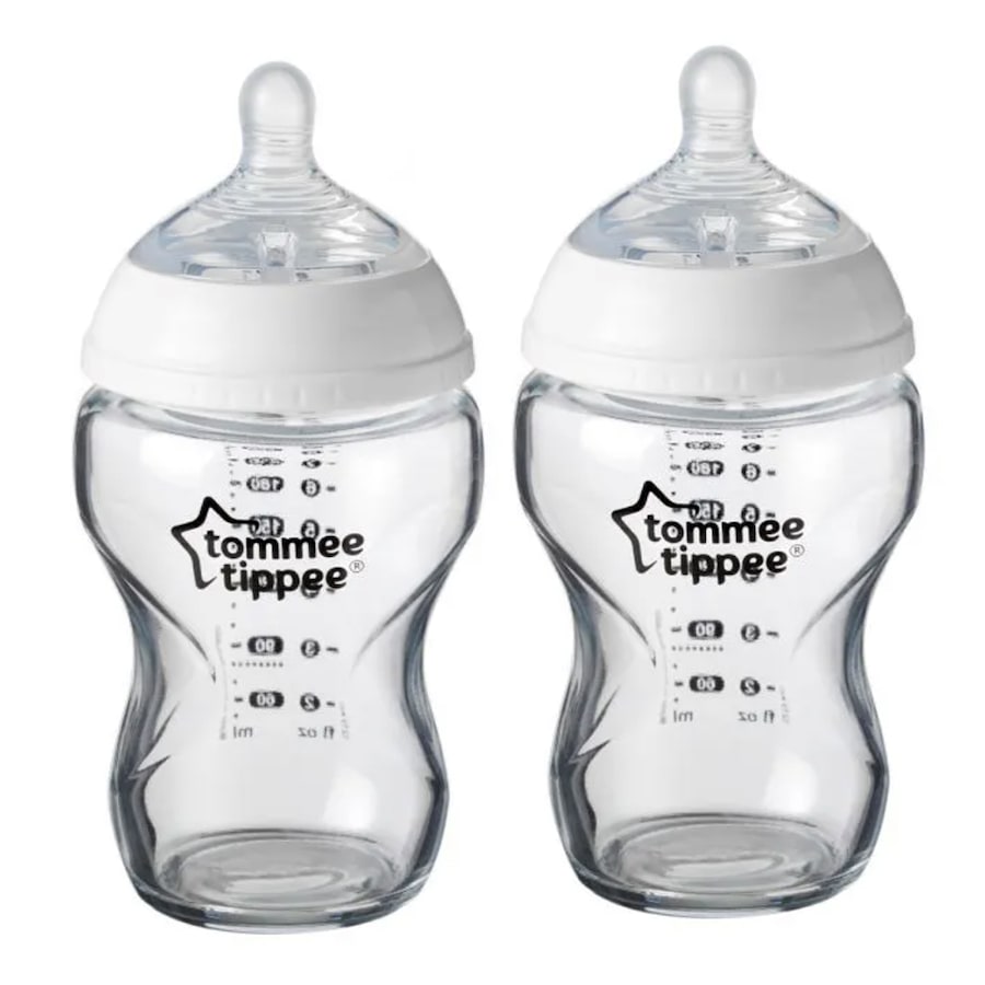 2pc Tommee Tippee 250ml Closer To Nature Glass BPA Free Baby Feeding Bottle 3m+