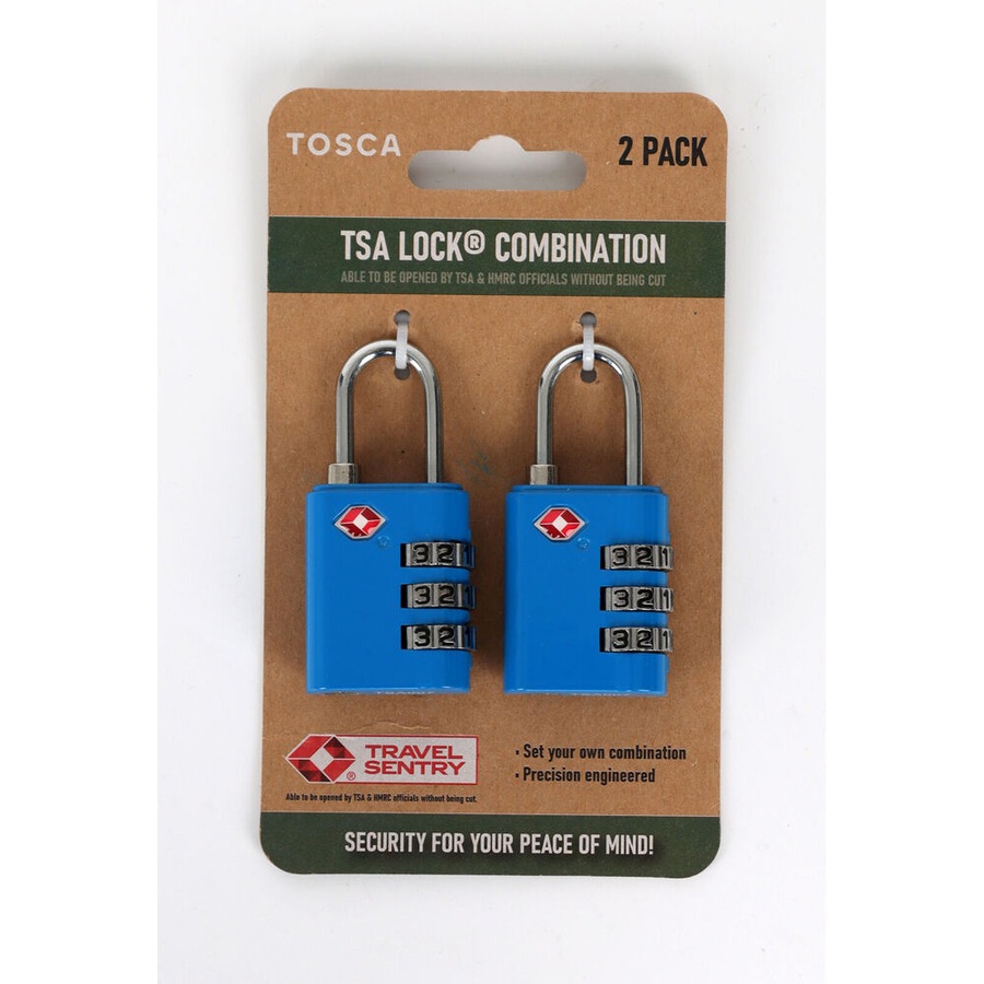 2pc Tosca TSA Approved Travel Luggage Suitcase Combination Safety Lock Blue
