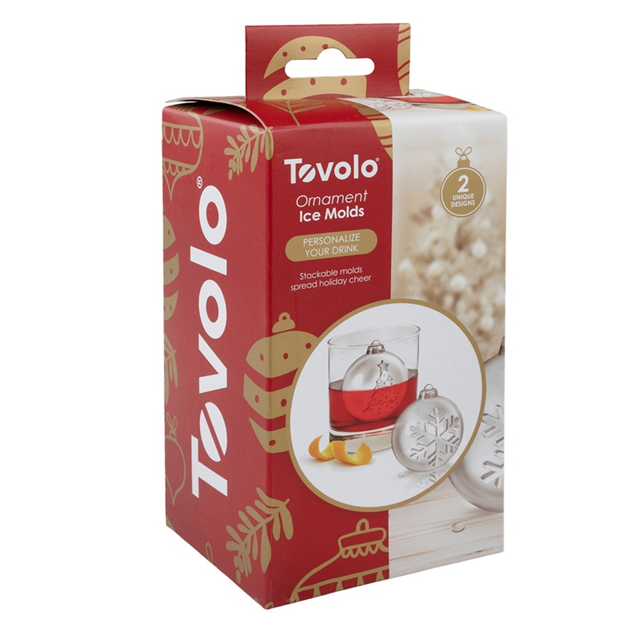 2pc Tovolo Ornamental Ice Maker Mould Set w/ Silicone Cap Tree/Snowflake