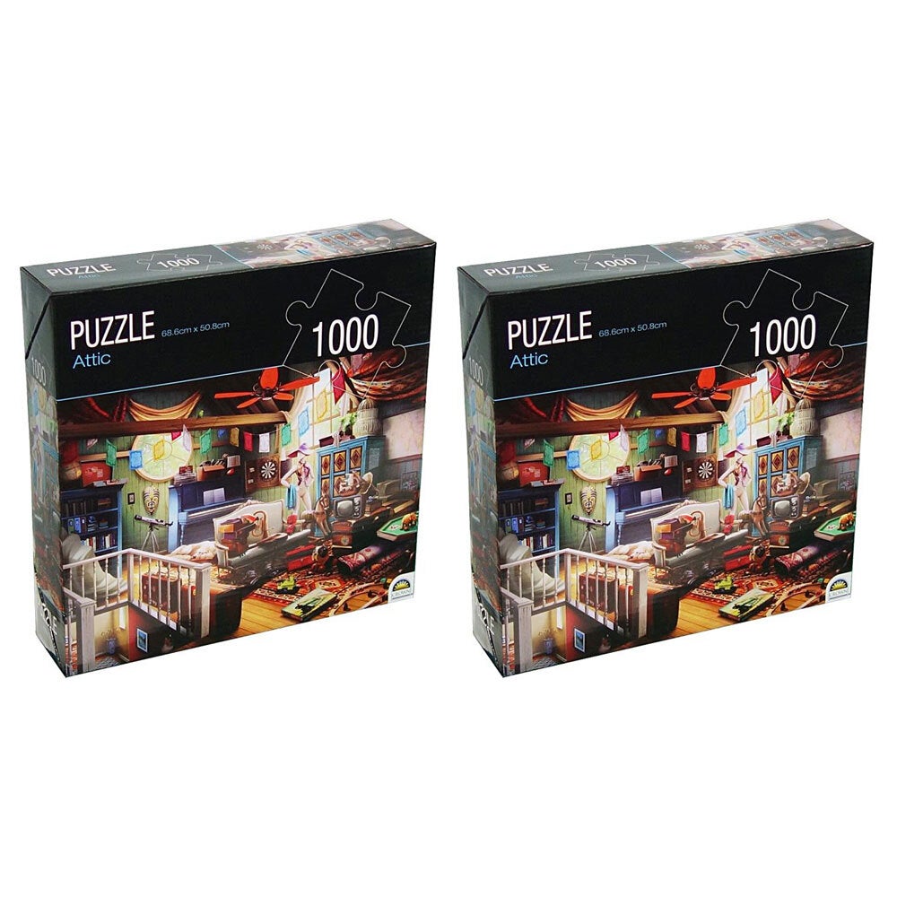 2PK 1000pc Crown Huntington Green Series Attic 68.6cm Jigsaw Puzzle Toy 15y+