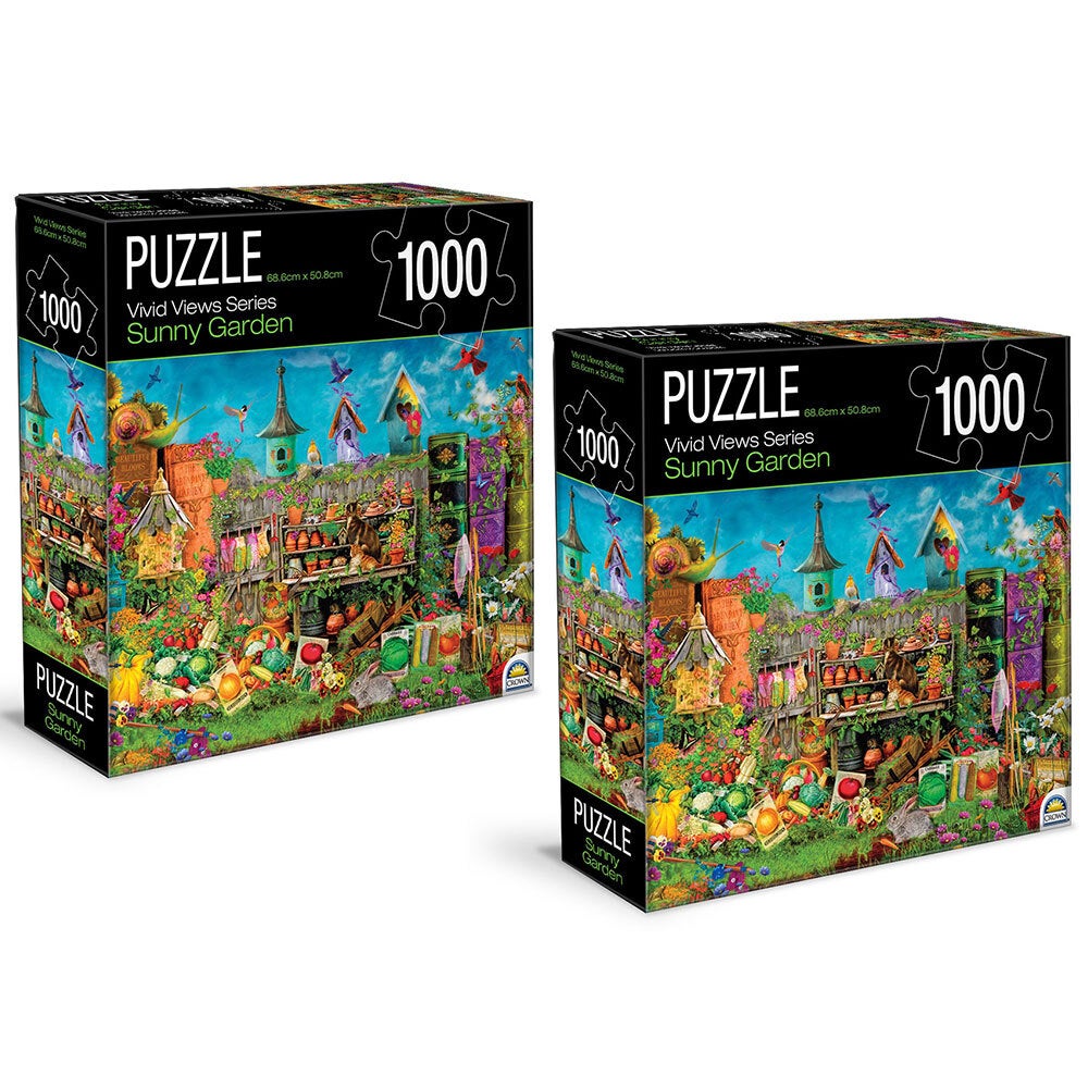 2PK 1000pc Crown Vivid Views Series Sunny Garden 68.6cm Jigsaw Puzzle Toy 15y+