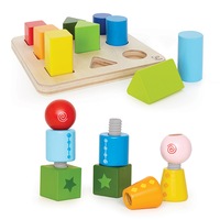 2PK 10pc Hape Colour & Shape Sorter Toddler & 8pc Twist & Turnables Wooden Toy
