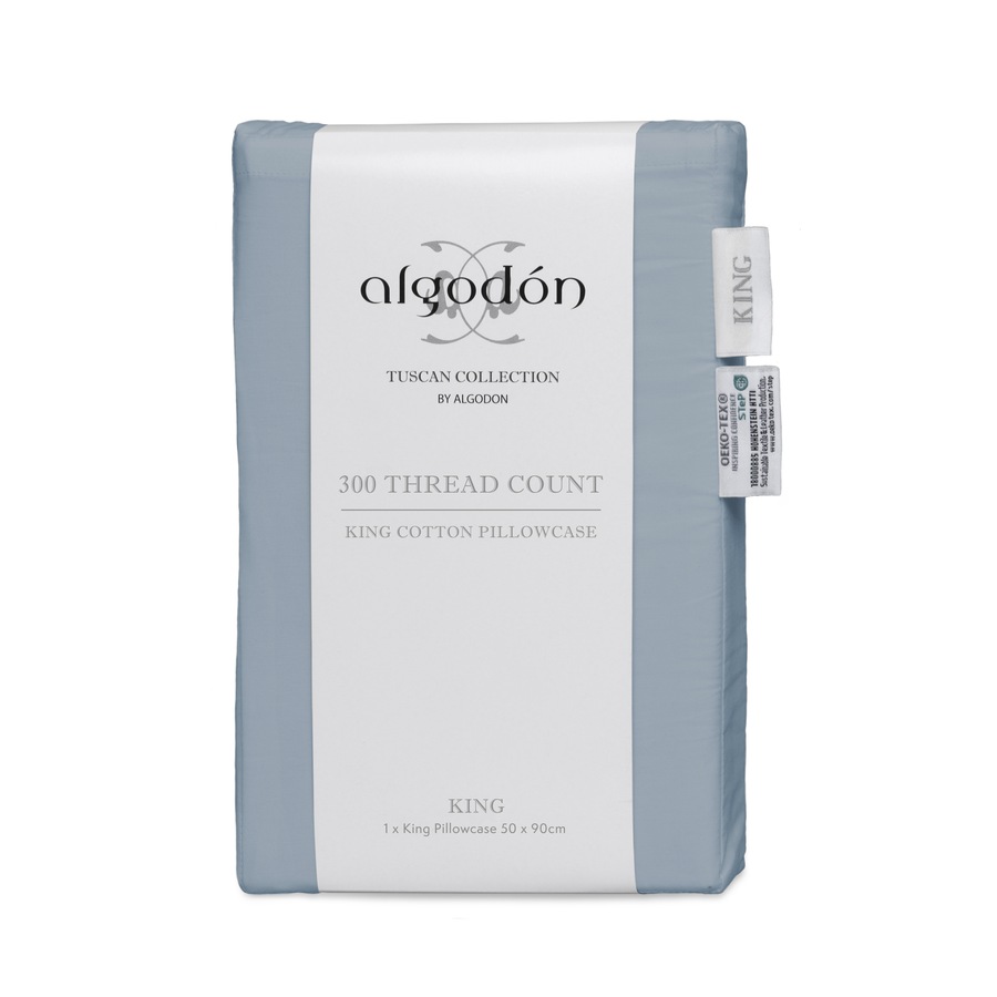 2PK Algodon 50x90cm 300TC 100% Cotton Fabric Bedding King Pillowcase Faded Denim