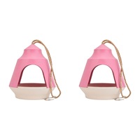 2PK Annabel Trends Bamboo Hanging Bird House Outdoor/Garden 18x15.5cm Pink/Cream