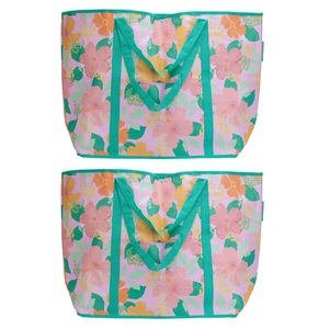2PK Annabel Trends Jumbo Beach Bag Outdoor Fashion Travel Tote 72x47cm Hibiscus
