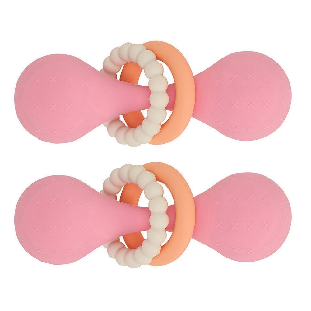 2PK Annabel Trends Silicone Dumbbell Rattle/Rings Baby/Children Sensory Toy Pink Australia