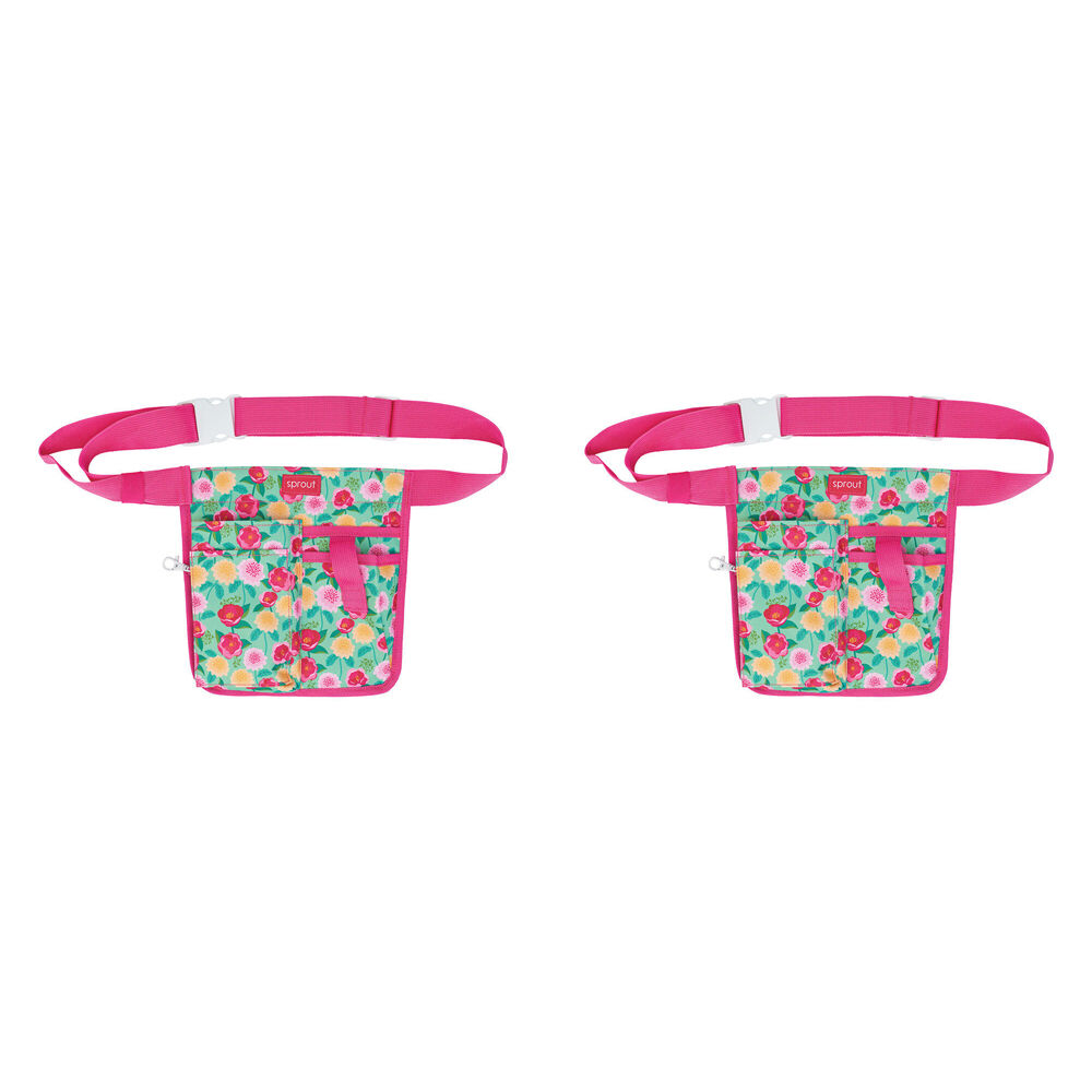 2PK Annabel Trends Sprout Half Waist Garden Tool Holder Belt Bag Camellias Mint