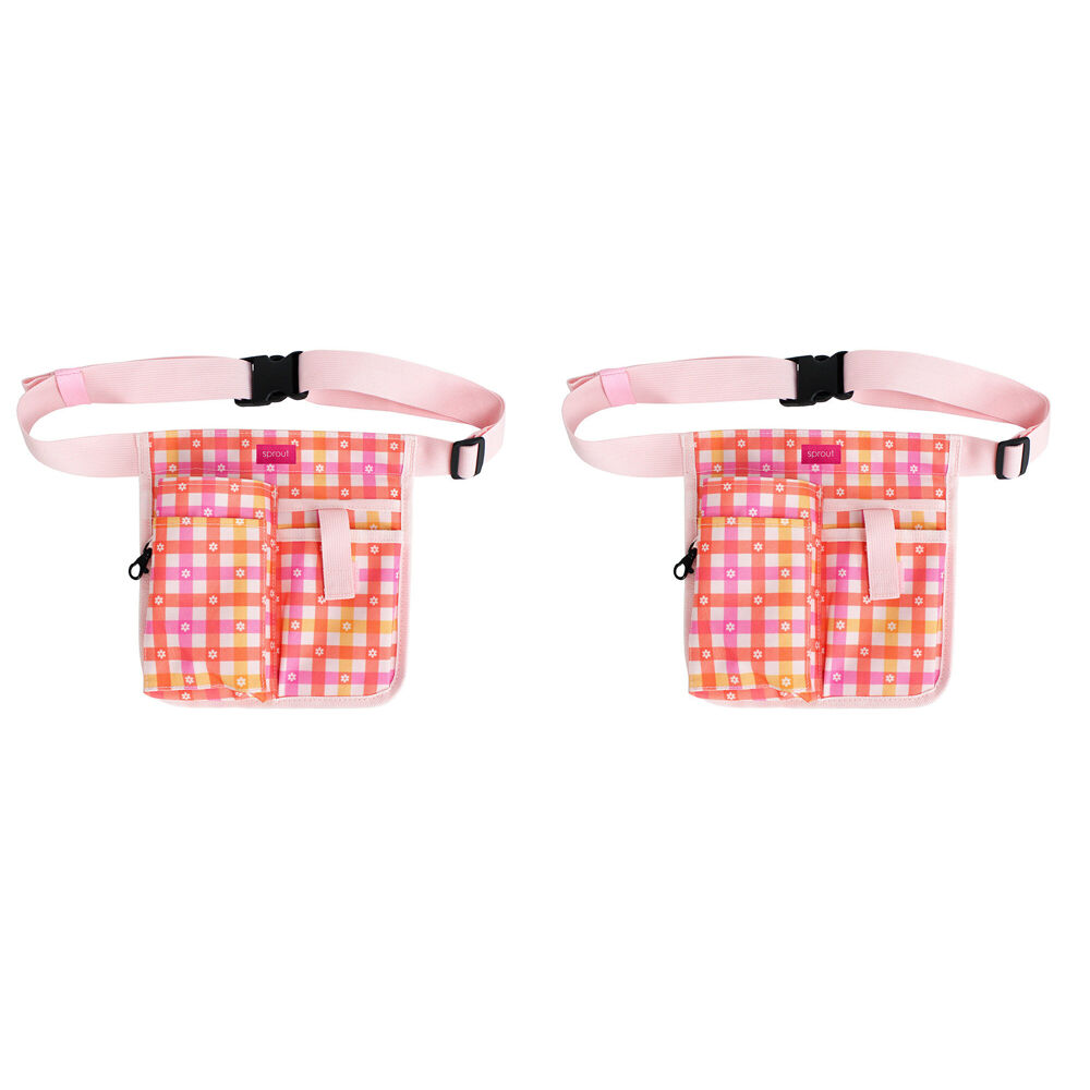 2PK Annabel Trends Sprout Half Waist Garden Tool Holder Belt Bag Daisy Gingham