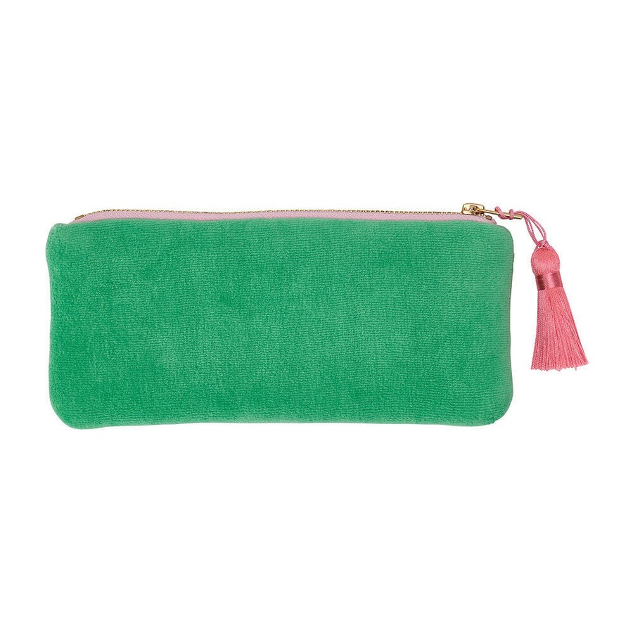 2PK Annabel Trends Velvet Makeup Pouch Travel Organiser 20.5cm Meadow Green