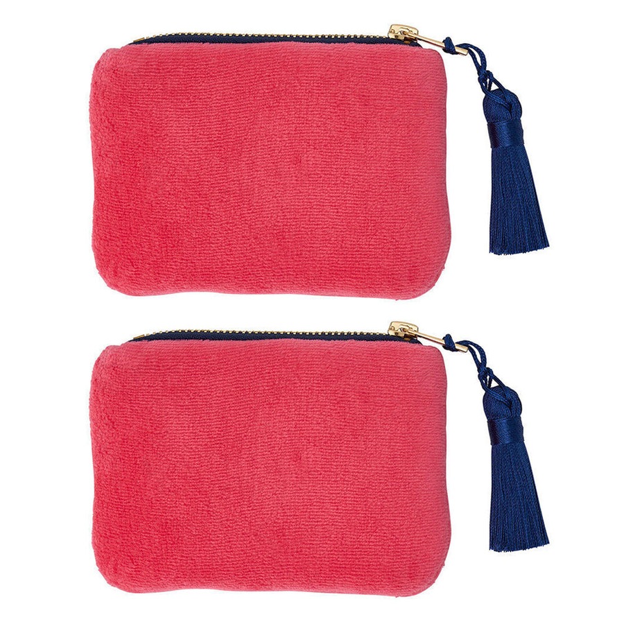 2PK Annabel Trends Velvet Zipped Coin Purse Wallet 12x8.5cm Pink Crush