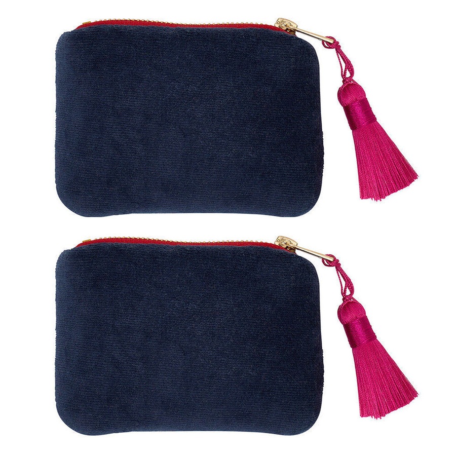2PK Annabel Trends Velvet Zipped Coin Purse Wallet 12x8.5cm Sapphire Blue