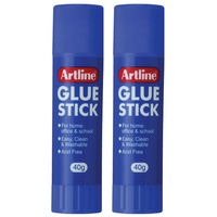 2PK Artline 40g Glue Stick Adhesive School/Office Washable Acid Free Paste Clear
