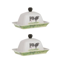 2PK Ashdene Meet The Girls Rectangle Butter Dish & Tray Serveware Set 19x13cm