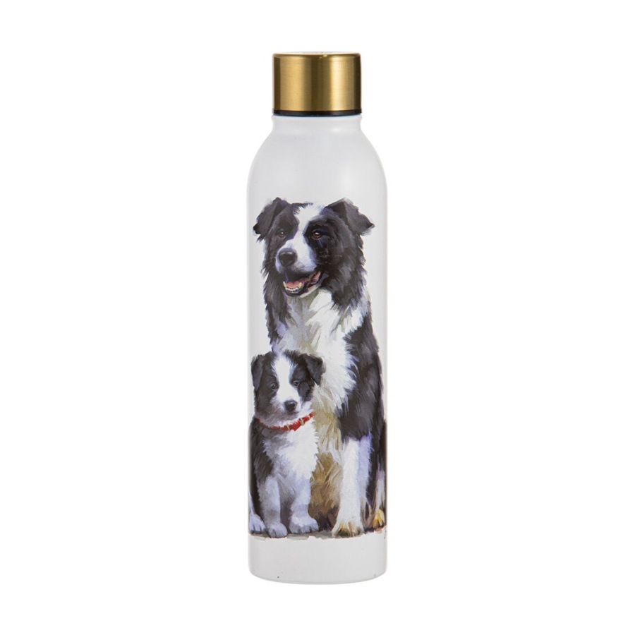 2PK Ashdene Puppy Love Border Collie Drink Bottle 24.5cm Water Container White