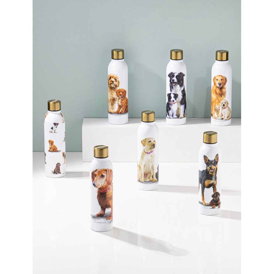 2PK Ashdene Puppy Love Border Collie Drink Bottle 24.5cm Water Container White