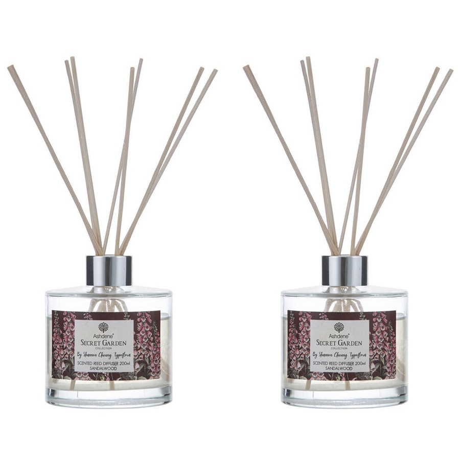 2PK Ashdene Secret Garden Sandalwood Reed Essential Aroma Scent Diffuser 200ml