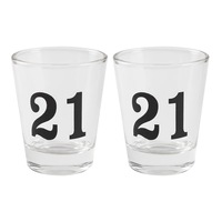 2PK Birthday Celebration 21st Novelty Spirit Alcohol Shot Drinking Glass 9cm