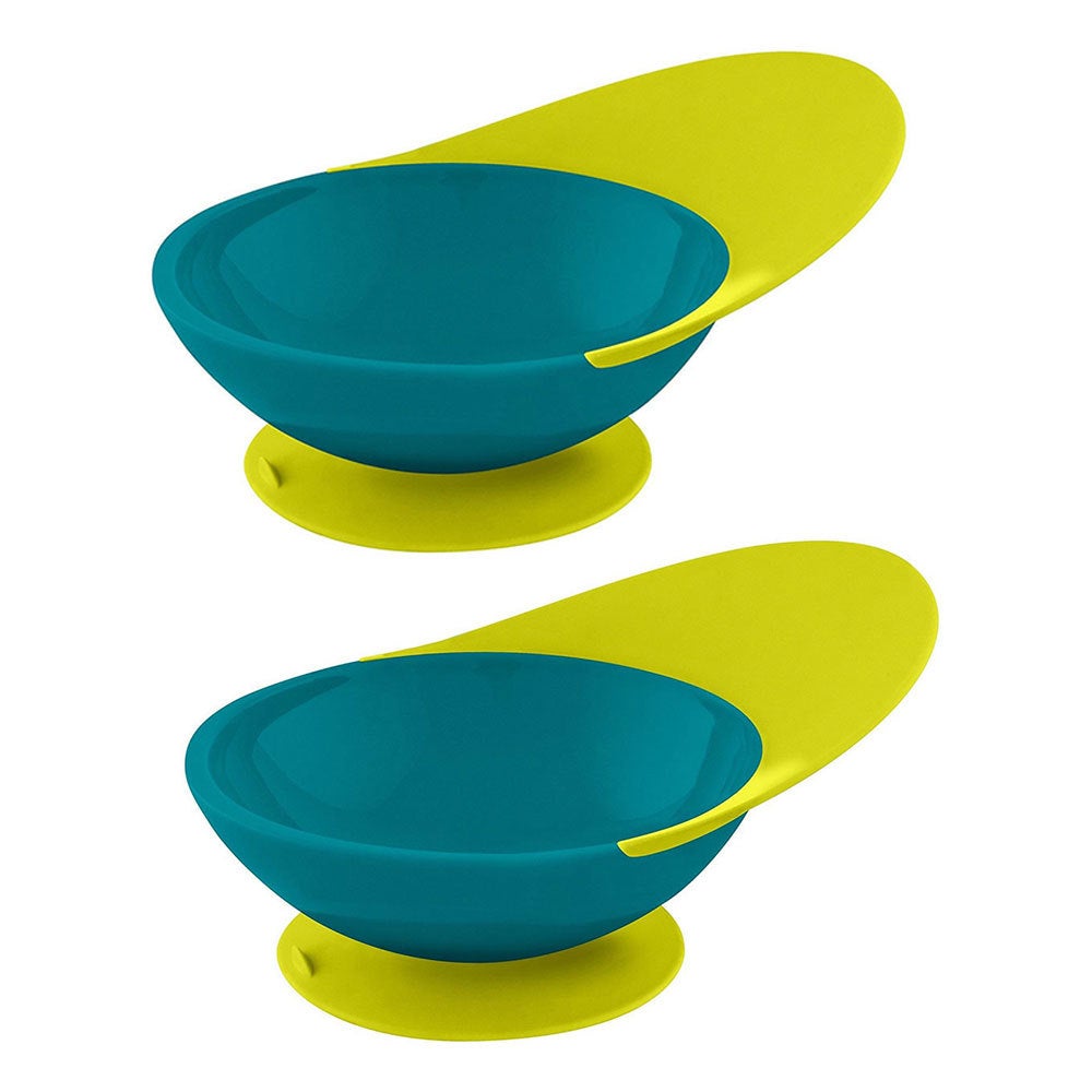2PK Boon Blue/Green Catch Bowl w/ Spill Catcher for Baby/Toddler Food Mat/Tray
