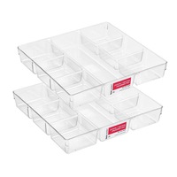 2PK Boxsweden Crystal Organiser Tray 7 Section 34cm Storage Holder Container