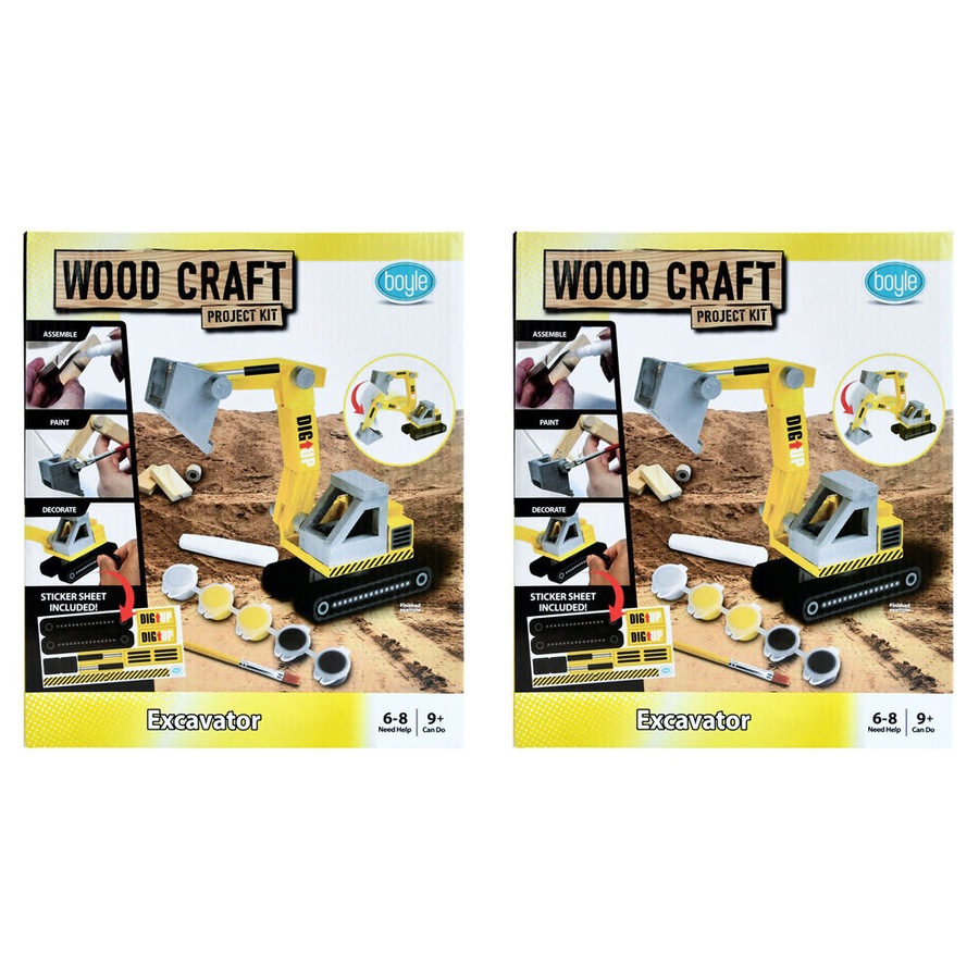 2PK Boyle Wood Craft Project Kit Excavator Kids/Children DIY Build Activity 9y+