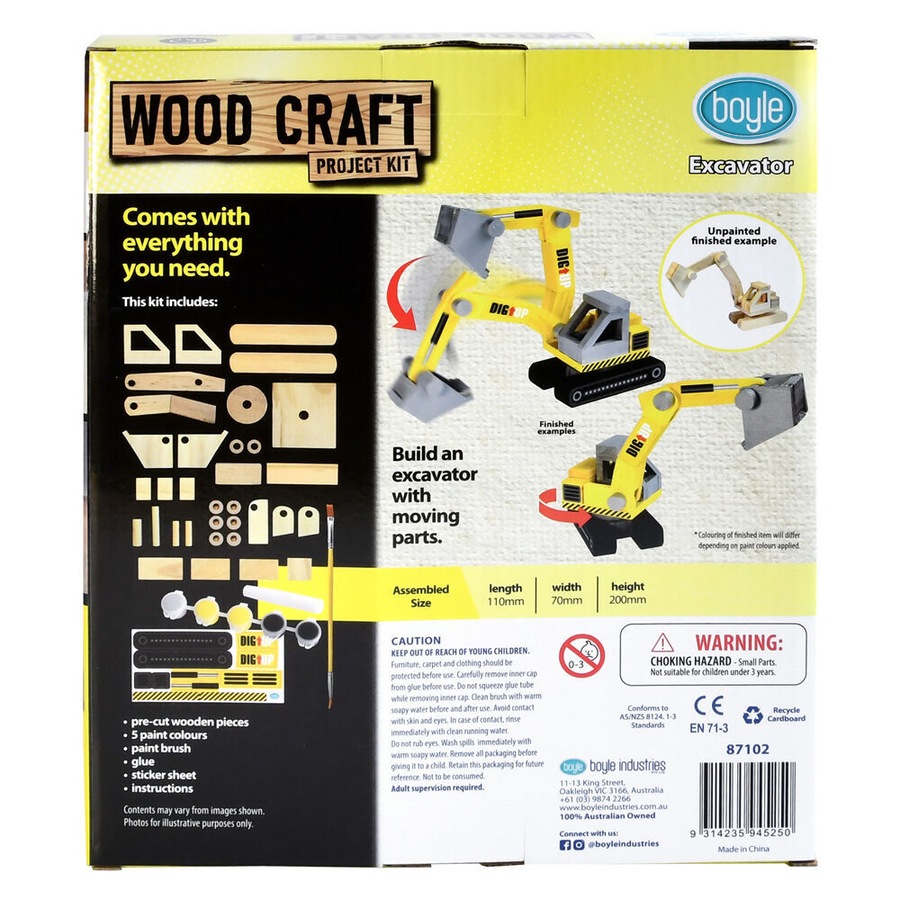 2PK Boyle Wood Craft Project Kit Excavator Kids/Children DIY Build Activity 9y+