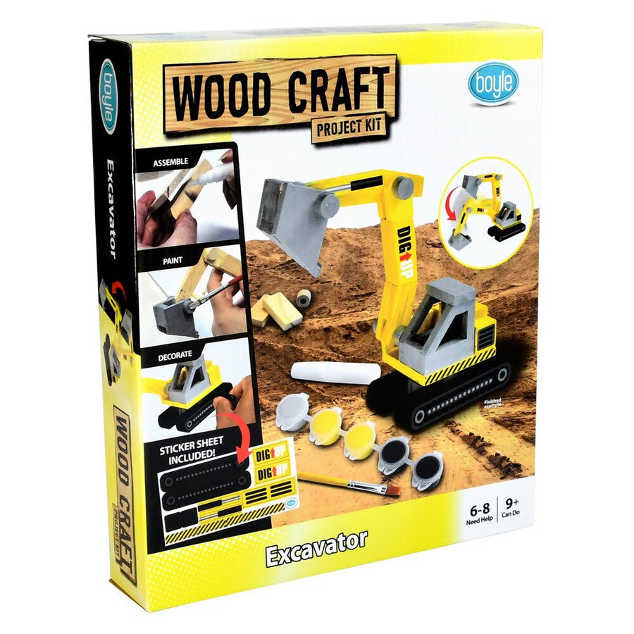 2PK Boyle Wood Craft Project Kit Excavator Kids/Children DIY Build Activity 9y+