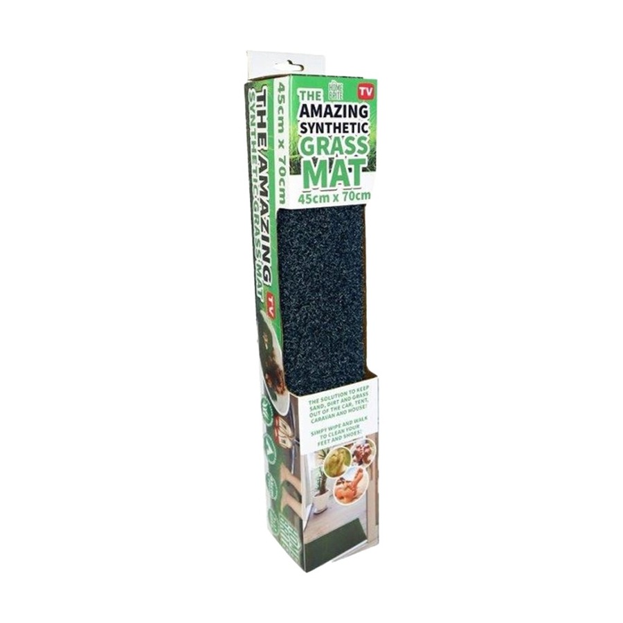 2PK Braz Indoor Outdoor Synthetic Grass Door Mat 70x45cm Green Assorted