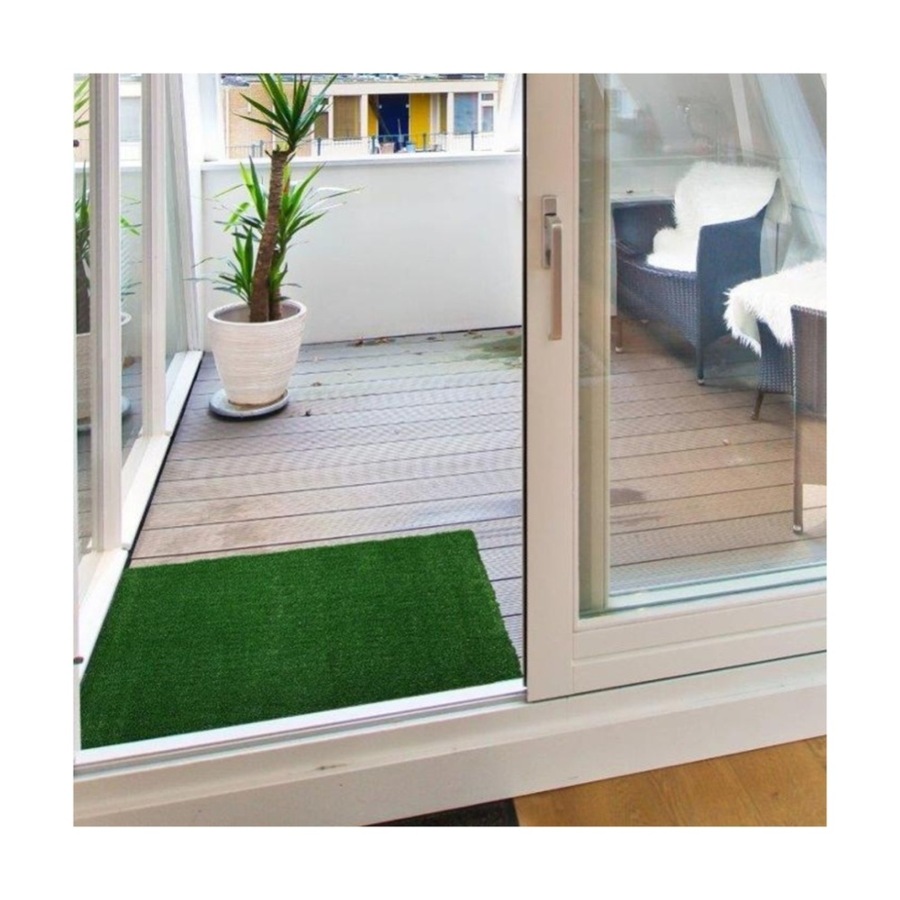 2PK Braz Indoor Outdoor Synthetic Grass Door Mat 70x45cm Green Assorted