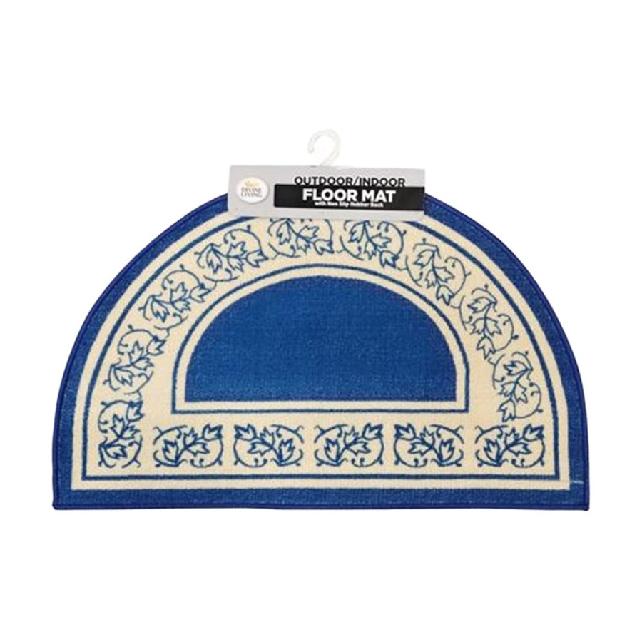 2PK Braz Outdoor Indoor Non Slip Latex Semi Circle Doormat 50x80cm Assorted