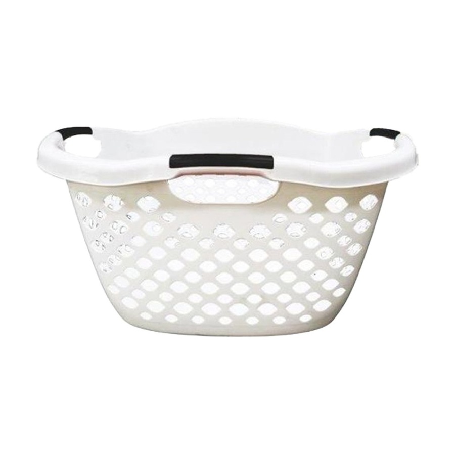 2PK Braz Plastic Hip Hugger Laundry Basket W/ Handles 65x45x36cm Assorted