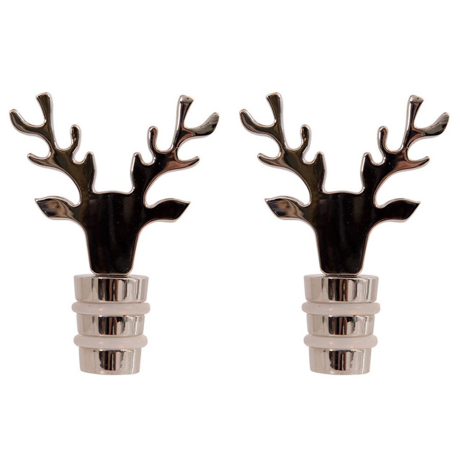 2PK Bread and Butter Silver Stag Alloy Wine Bottle Stopper Preserver Lid Cap