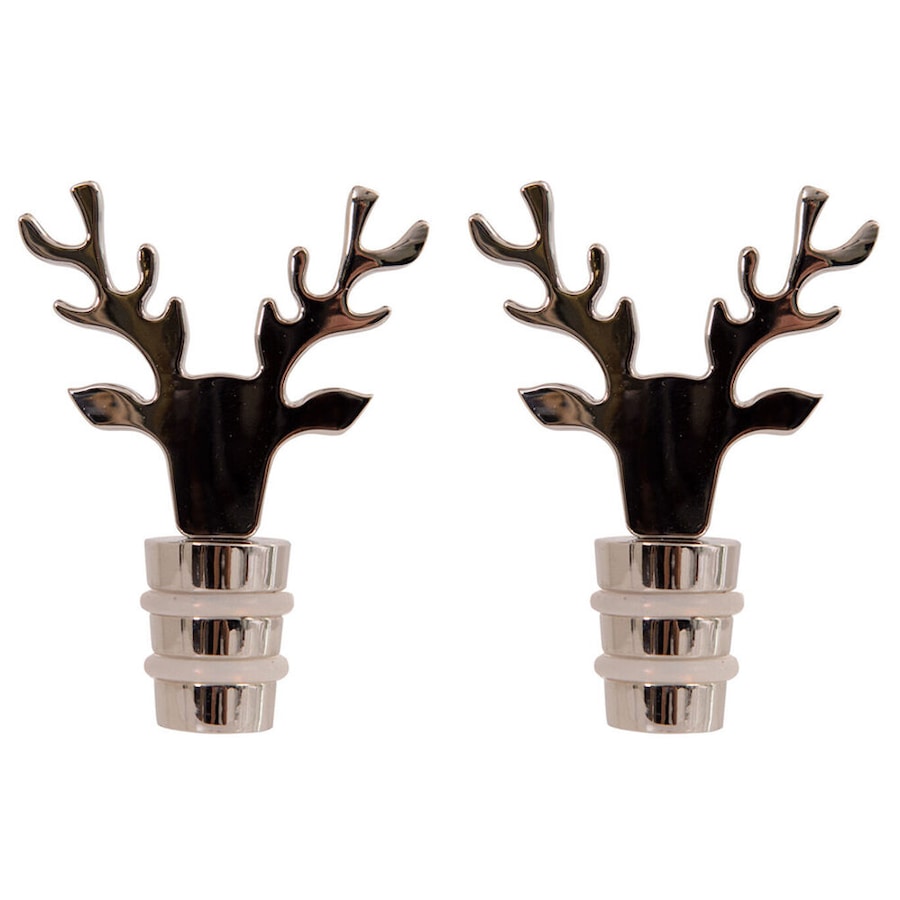 2PK Bread and Butter Silver Stag Alloy Wine Bottle Stopper Preserver Lid Cap