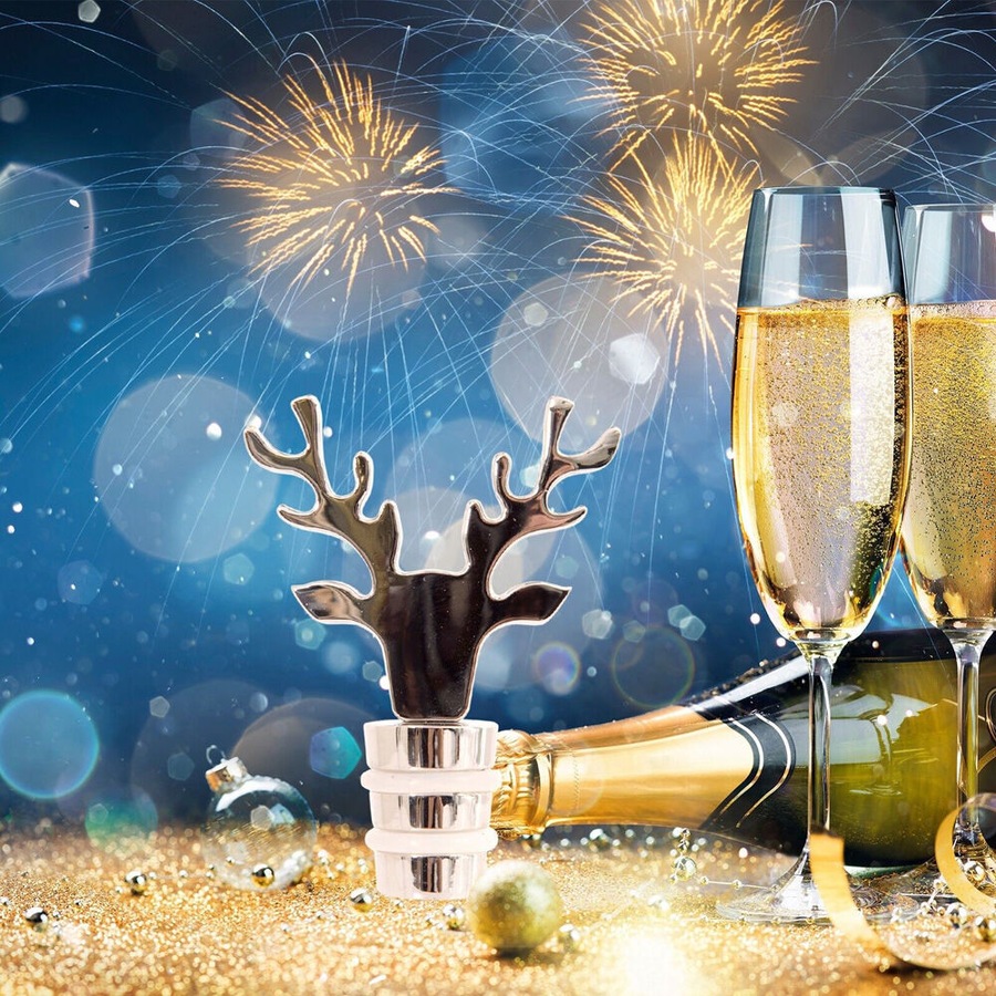 2PK Bread and Butter Silver Stag Alloy Wine Bottle Stopper Preserver Lid Cap