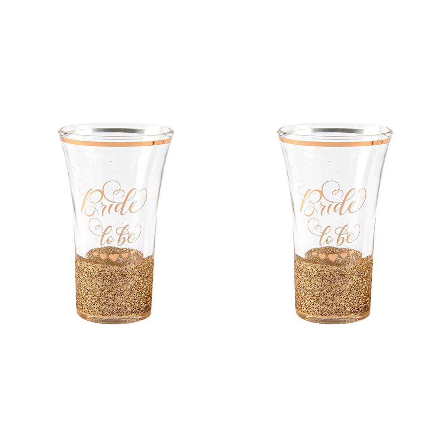 2PK Bride Rose Gold Shot Glass 9cm Spirits Drinking Cup Novelty Event Glass