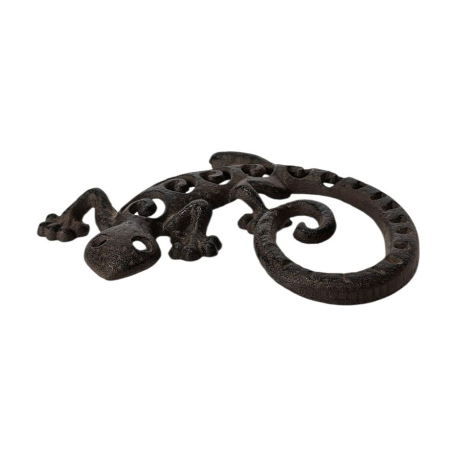 2PK Bronrob Cast Iron Gecko Ornament Indoor/Outdoor Garden Decor 20x17.5cm