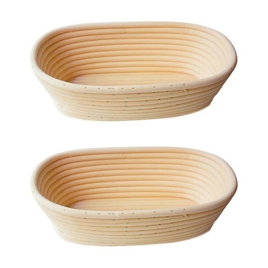 2PK Brunswick Bakers Oval Rattan 30cm Bread Banneton Basket Sourdough Basket