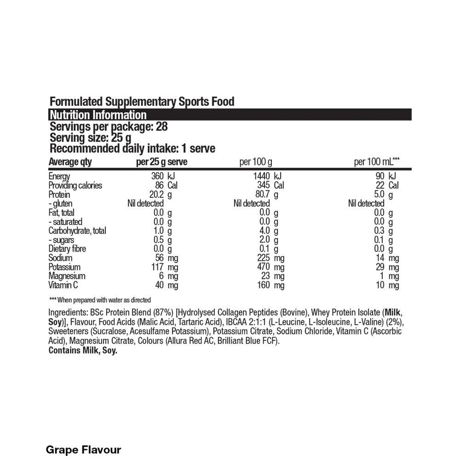 2PK BSc x Chupa Chups Protein Water Drink Mix Post Workout 14 Serves 350g Grape