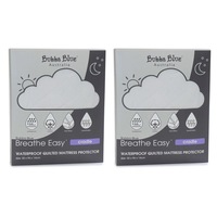 2PK Bubba Blue Breathe Easy 96x55cm Waterproof Quilted Mattress Protector Cradle