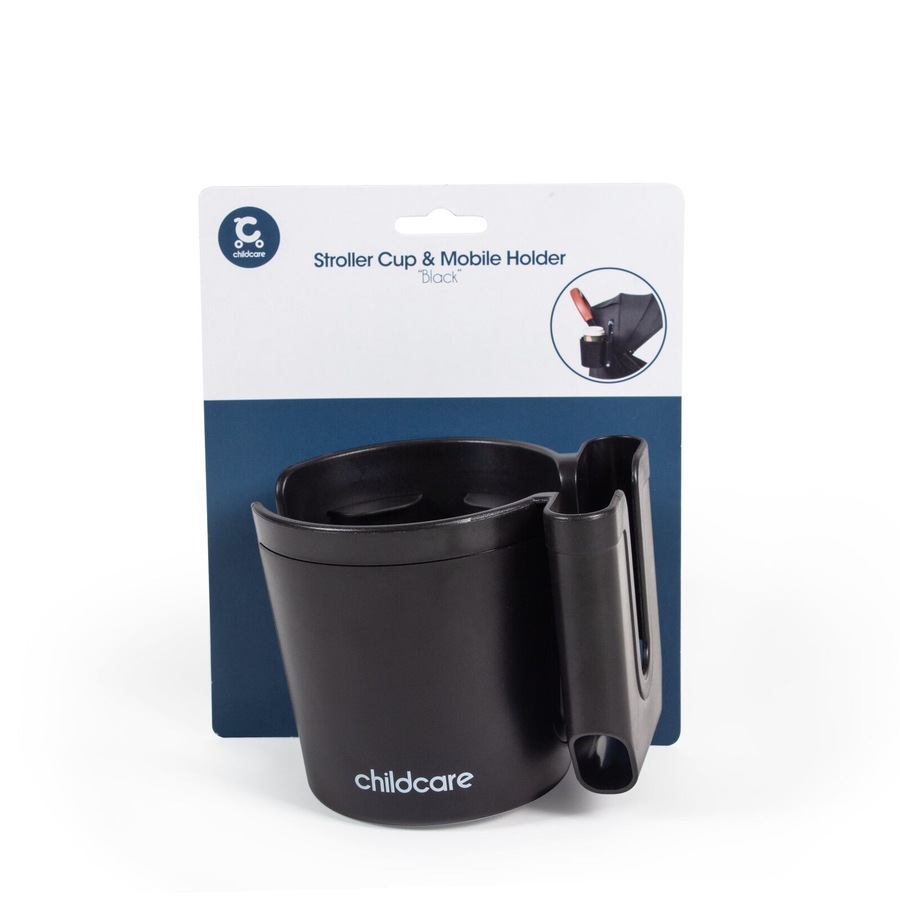 2PK Childcare Lightweight Pram/Stroller Cup and Mobile Holder Black