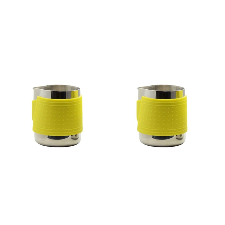 2PK Coffee Culture Milk Frothing Jug With Silicone Sleeve Stainless Steel 350ml