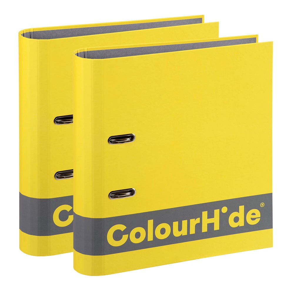 2PK ColourHide A4 70mm 375 Sheets Silky Touch Lever Arch File/Paper Organiser YL