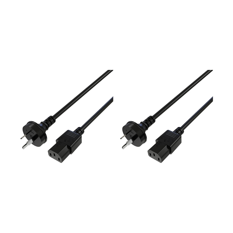 2PK Comsol 3 Pin AU/NZ Male To IEC-C13 Female Power Cable Connector 2m