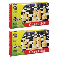 2x Crown Chess Board Portable Strategy Game Kids/Children 7y+ Chessboard Toy Set