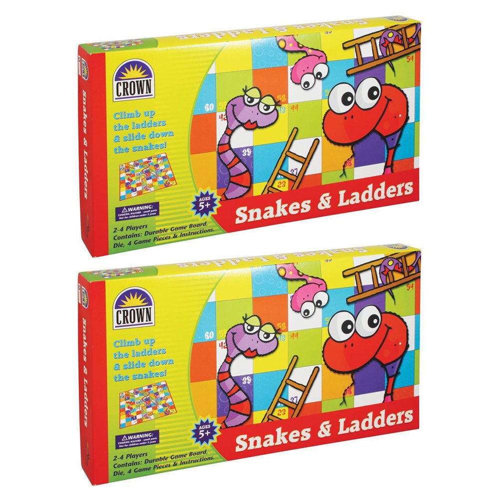 2PK Crown Snakes & Ladders Board Family Fun/Traditional Game Kids/Child 5y+ Toy