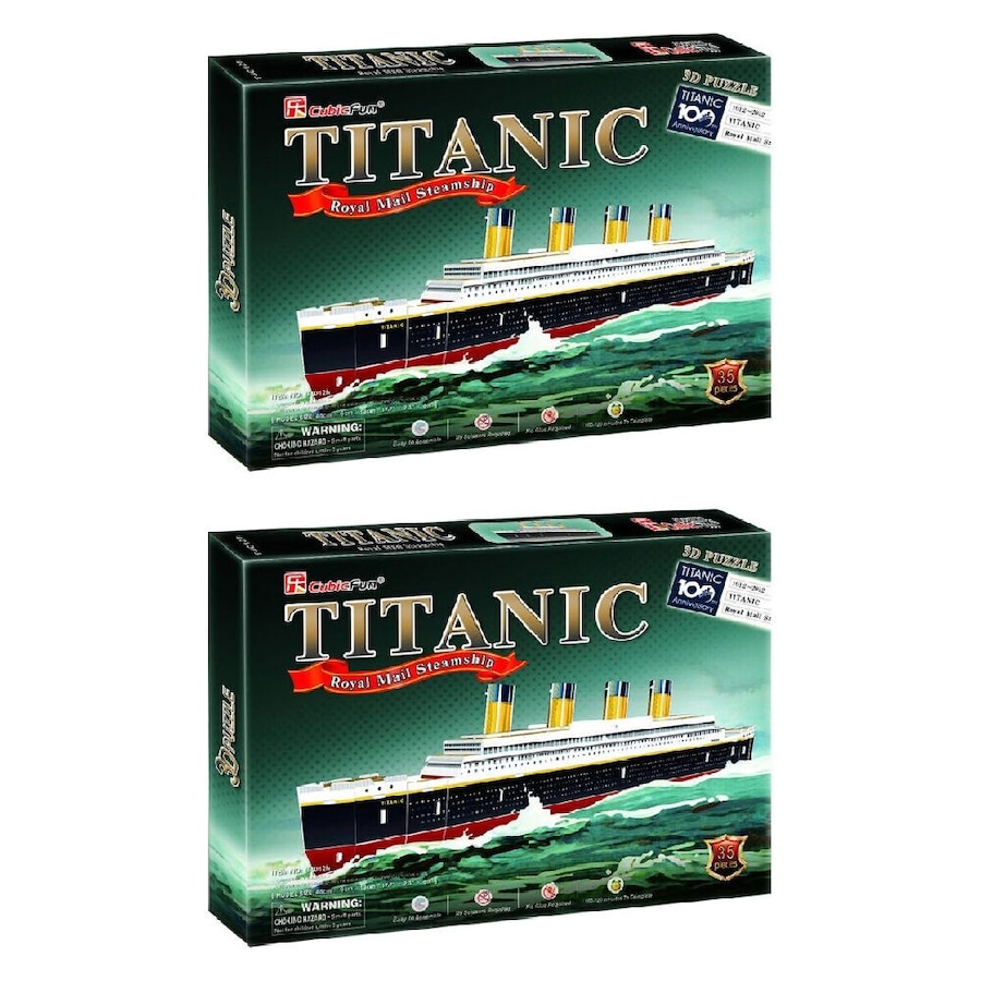 2PK Cubic Fun Titanic Ship (Small) Kids/Childrens 3D Puzzle Game 45x6x13cm 8y+