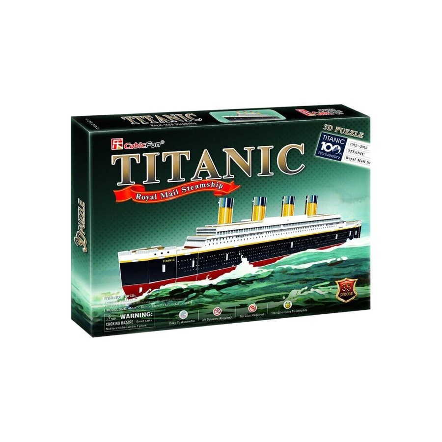 2PK Cubic Fun Titanic Ship (Small) Kids/Childrens 3D Puzzle Game 45x6x13cm 8y+
