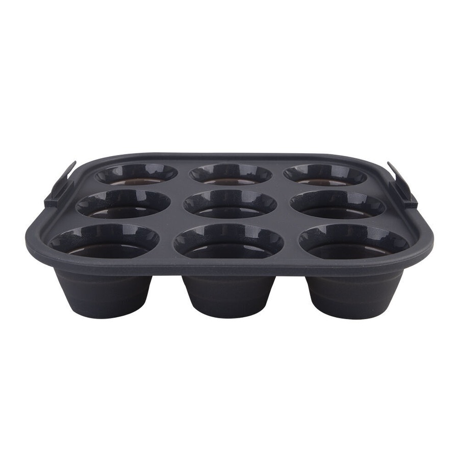 2PK Daily Bake Silicone Square Collapsible Air Fryer 9-Cup Mini Muffin Pan 22cm