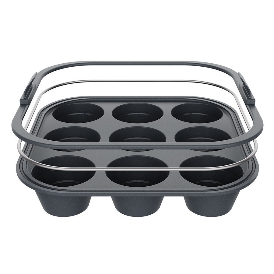2PK Daily Bake Silicone Square Collapsible Air Fryer 9-Cup Mini Muffin Pan 22cm